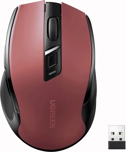 Bezprzewodowa cicha mysz UGREEN MU006 2,4 GHz czerwona