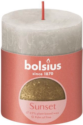 Rustykalna świeca piasek szaro/złota 80 × 68 mm