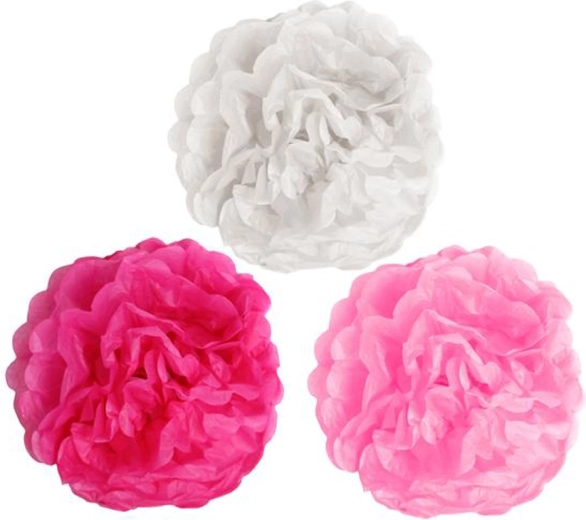 Papierowe pompony imprezowe TORO 25 cm, zestaw 3 szt.