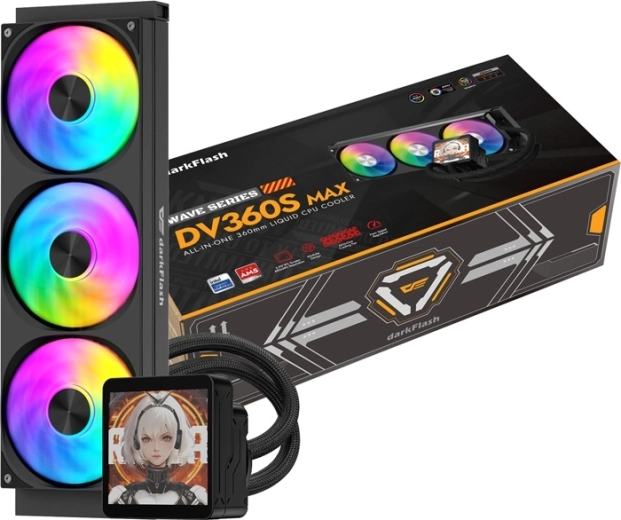 Chłodzenie wodne CPU DarkFlash DV360S MAX 360 mm z wyświetlaczem IPS, czarne