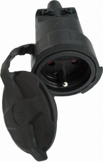 Solight gumowe gniazdo proste do wilgoci i kurzu IP65 czarne