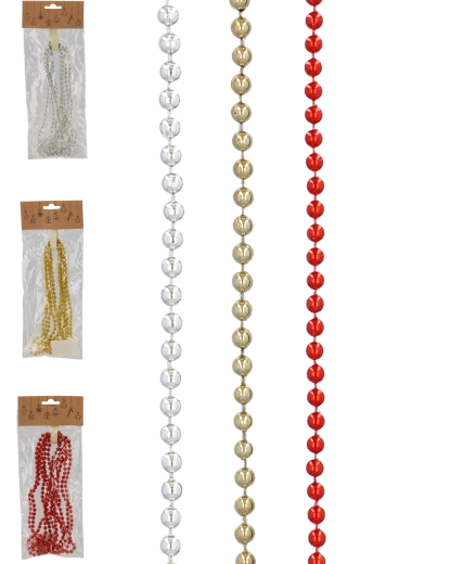Świąteczna koralikowa girlanda 2,7 m, 6 mm – mix kolorów