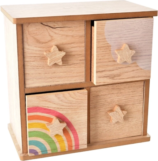 Drewniany organizer Rainbow z 4 szufladkami