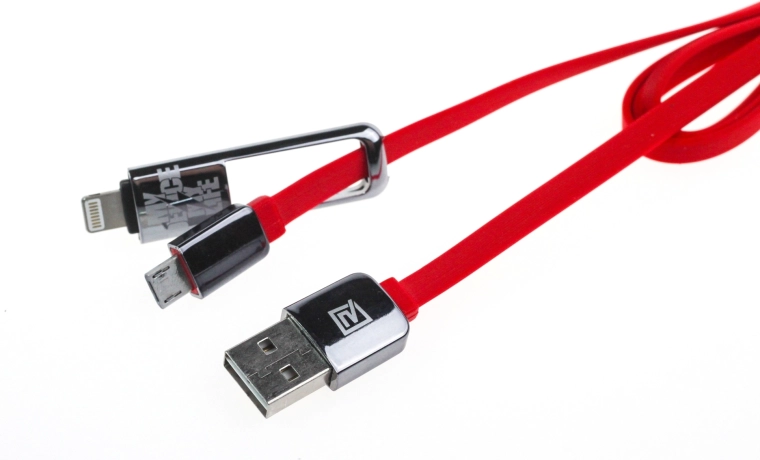 Remax King-Kong 2w1 kabel ładujący i do transmisji danych 1 m czerwony (USB-A / micro USB + Lightning)
