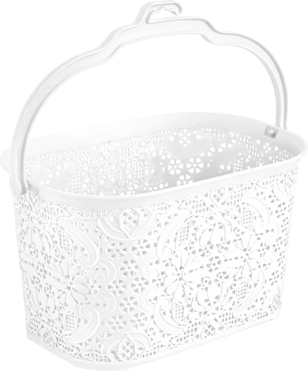 Wiszący koszyk na klamerki 22 × 14,5 × 13,5 cm, biały plastik