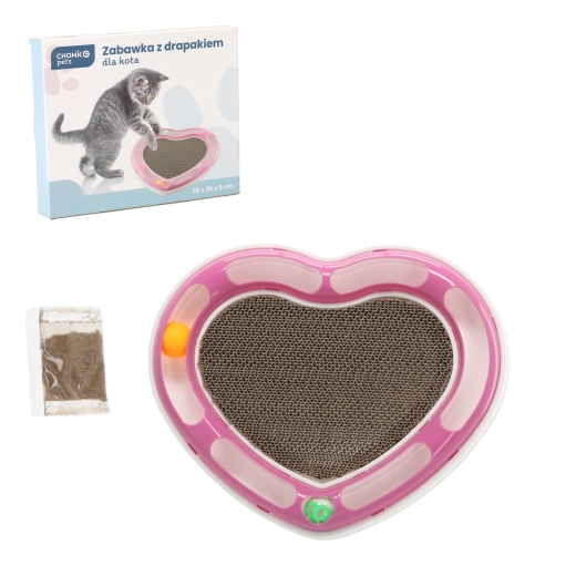 Interaktywna zabawka w kształcie serca dla kotów z tekturowym drapakiem