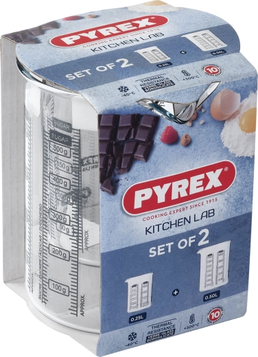 Zestaw szklanych miarek z dziobkiem PYREX 250 ml i 500 ml