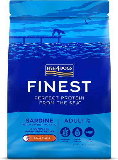 Fish4Dogs Finest karma dla dorosłych psów małych ras z sardynkami i słodkimi ziemniakami 1,5 kg