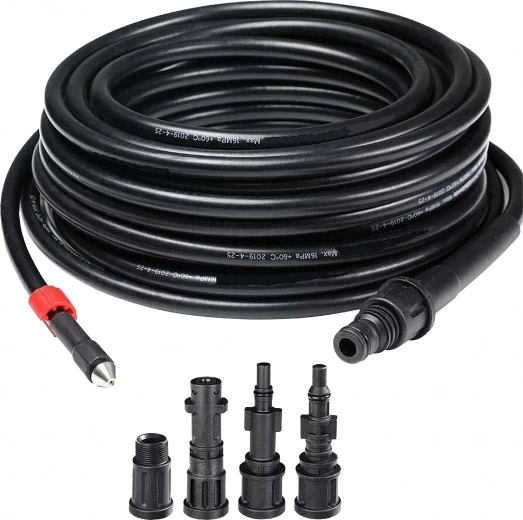 Wąż czyszczący do odpływów i kanalizacji 15 m z adapterami do myjek wysokociśnieniowych