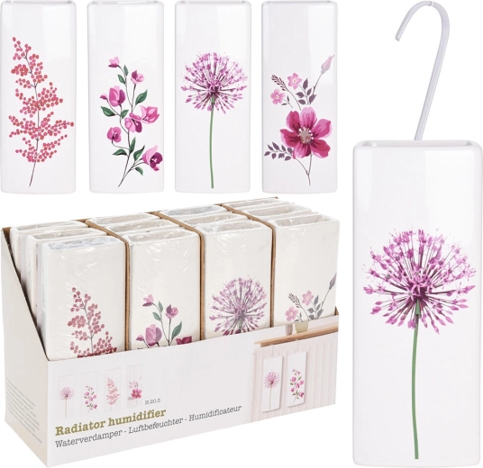 Ceramiczny nawilżacz na grzejnik Kwiaty, 20,5 × 8 × 3,5 cm