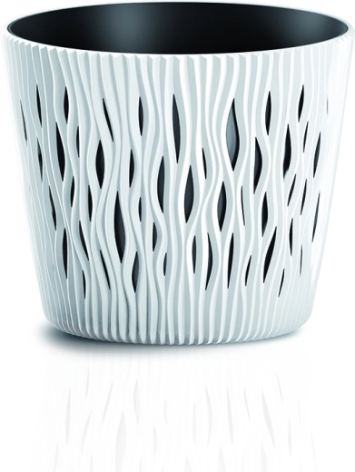 Doniczka Sandy Round z wkładem 12,8 cm biała