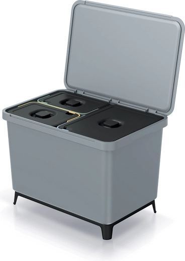 Kosz do segregacji Systema 43 l, jasnoszary, 3 przegrody