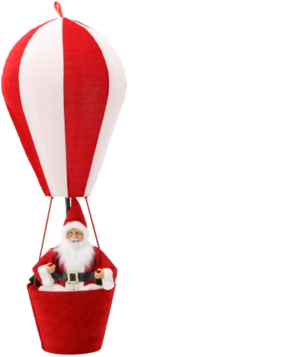 Dekoracja świąteczna Santa w balonie na ogrzane powietrze 110 cm