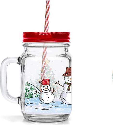 Szklanka ze słomką TORO 450 ml – bałwanek