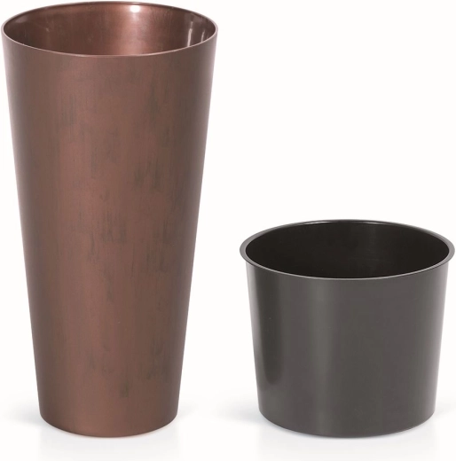 Doniczka Tubus Slim Corten z wkładem 15 cm – stal patynująca
