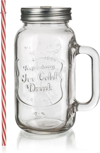 Szklany kubek z pokrywką i słomką 700 ml MADEIRA