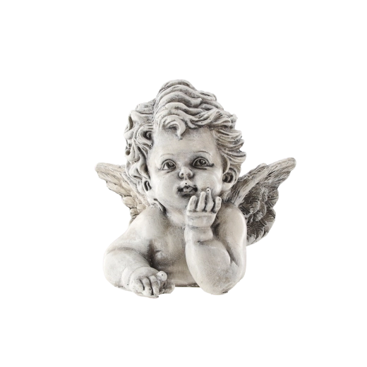 Pamiątkowa figurka aniołka na grób w kamiennym wyglądzie 9 × 6 × 8 cm - 1 sztuka