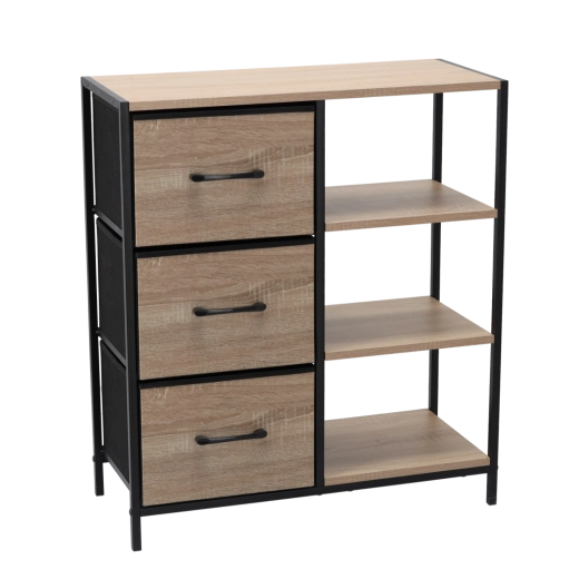 Szafka z 3 tekstylnymi szufladami i półkami 70 × 30 × 80 cm