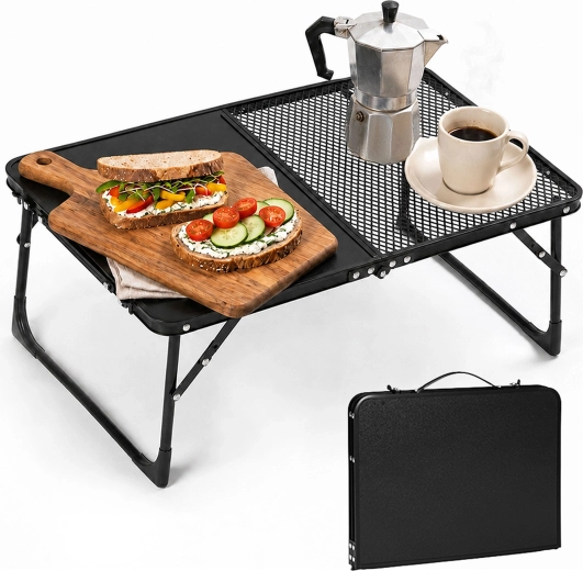MultiGarden składany stolik kempingowy 60 × 40 cm w walizce, czarny