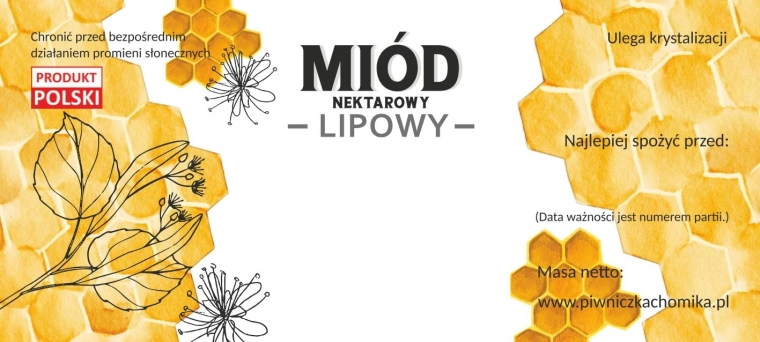 Zestaw etykiet na lipowy miód nektarowy 116 × 50 mm, 100 szt.