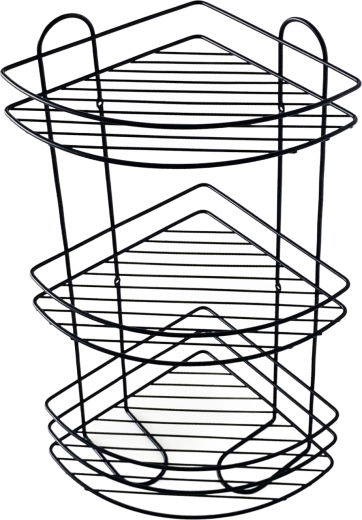 Toro narożna trzypoziomowa półka łazienkowa 58 × 31 cm czarna