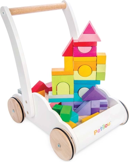 Drewniany pchacz Le Toy Van Rainbow cloud z klockami