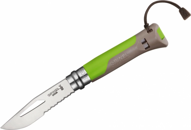 Opinel N°08 Outdoor Inox zielony nóż składany 8,5 cm z gwizdkiem
