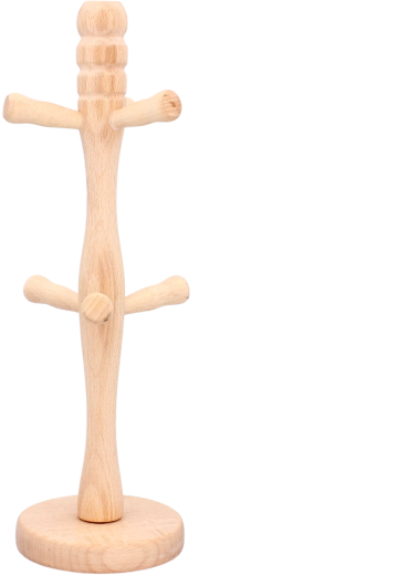Stojak na kubki z drewnianą podstawą, 6 miejsc