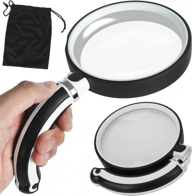 Klasyczna składana lupa z rączką 90 mm