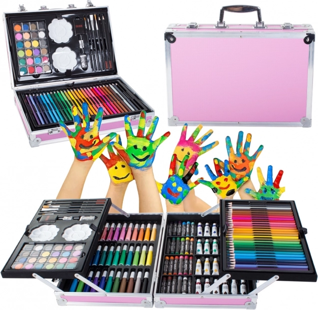 Zestaw artystyczny w walizce 145 szt. różowy