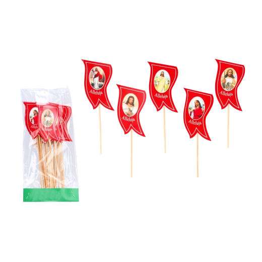 Wielkanocne papierowe chorągiewki do dekoracji koszyczków i potraw, zestaw 20 szt.