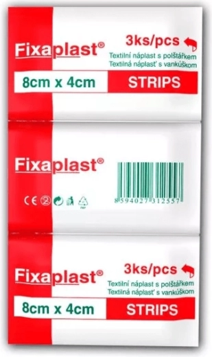 Fixaplast Strip tekstylny plaster 8 × 4 cm, 3 szt.