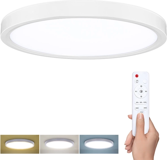 Solight LED lampa sufitowa i ścienna Estela white z pilotem 30 cm