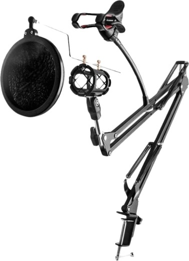 Statyw mikrofonowy REMAX RM-CK100 z uchwytem na tablet, czarny