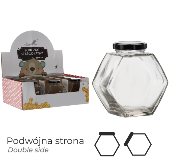 Sześciokątny słoik z zakrętką 380 ml
