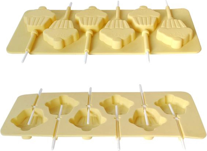 Silikonowa foremka do lizaków Muffin ze słomkami, kremowa