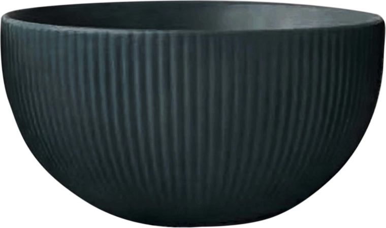 ceramiczna miska KITCHISIMO 320 ml, żebrowana, ciemnozielona