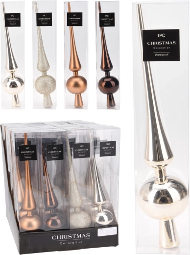 Gwiazda na czubek choinki 29 cm – złota i miedziana, mix wykończeń