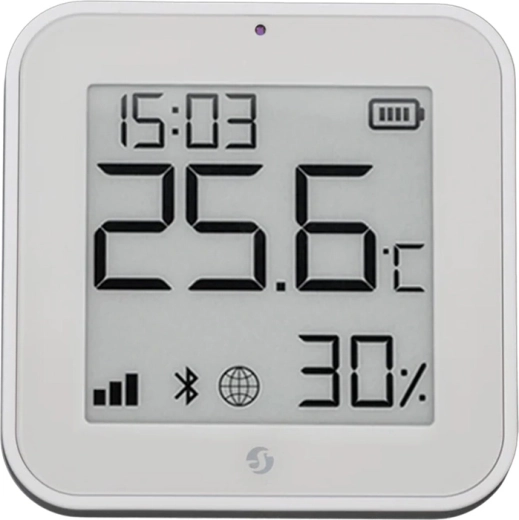 Shelly BLU H&T ZB – czujnik temperatury i wilgotności Zigbee z wyświetlaczem e‑paper, biały