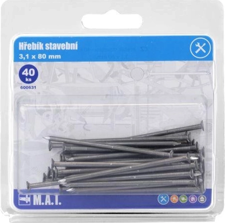 Gwoździe budowlane 80 × 3,1 mm, 40 szt.