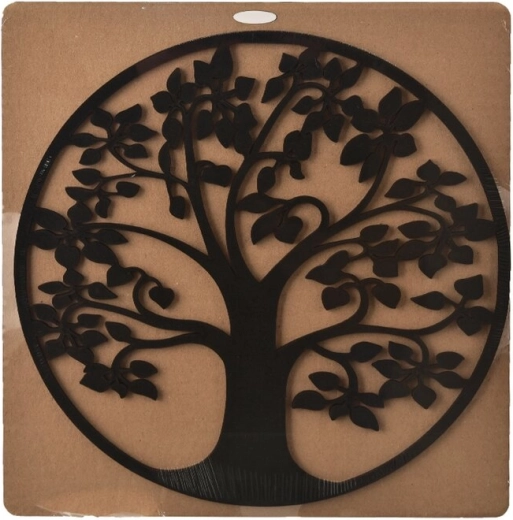 Drzewo życia – czarna drewniana dekoracja ścienna 28 × 28 cm