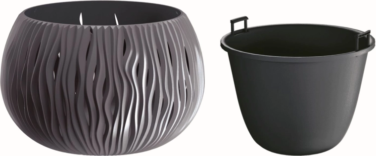 Doniczka Sandy Bowl z wkładem 29 cm antracyt