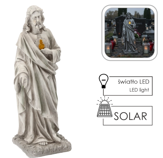 Figura Jezusa z LED i zasilaniem solarnym, 52 cm