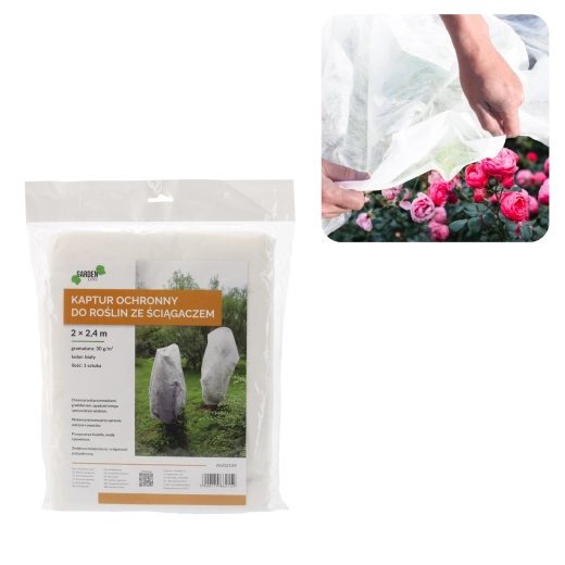 Ochronna zimowa osłona na rośliny 2 × 2,4 m ze ściągaczem, 30 g, biała