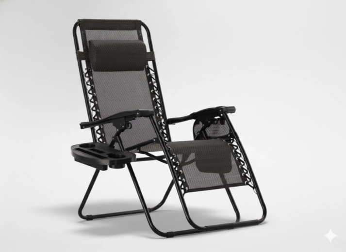 Składane ogrodowe leżakowanie z podkładką, kieszenią i regulowaną poduszką