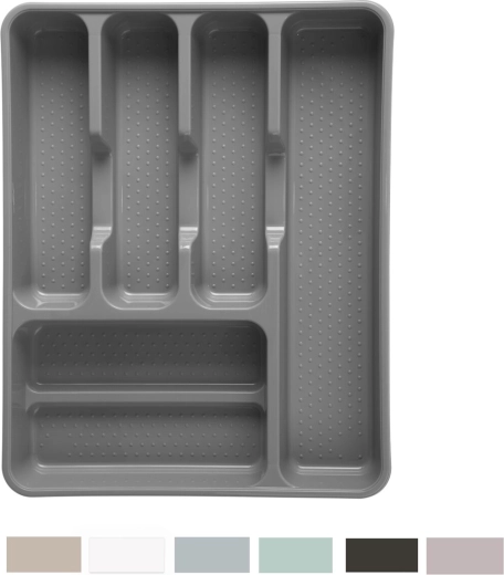 Wkład na sztućce Dem – plastikowy organizer do szuflady 38 × 30 × 4,5 cm, mix kolorów