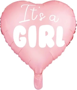 Balon foliowy It's a Girl różowe serce 45 cm