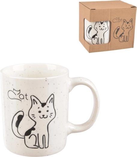 Porcelanowy kubek z motywem kota – biały