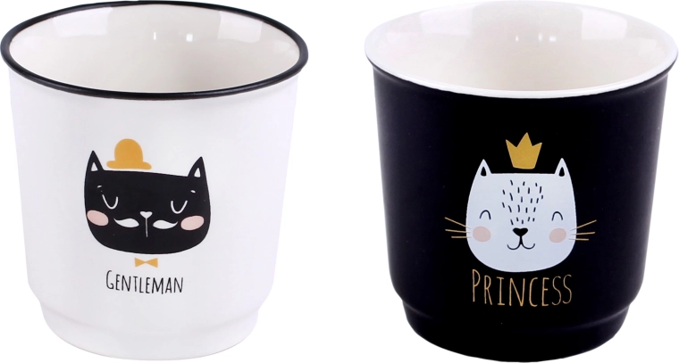 Zestaw ceramicznych kubków z kotkiem 100 ml, 6 szt.