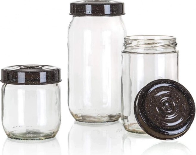 Szklane pojemniki LINZI 3 szt., granit
